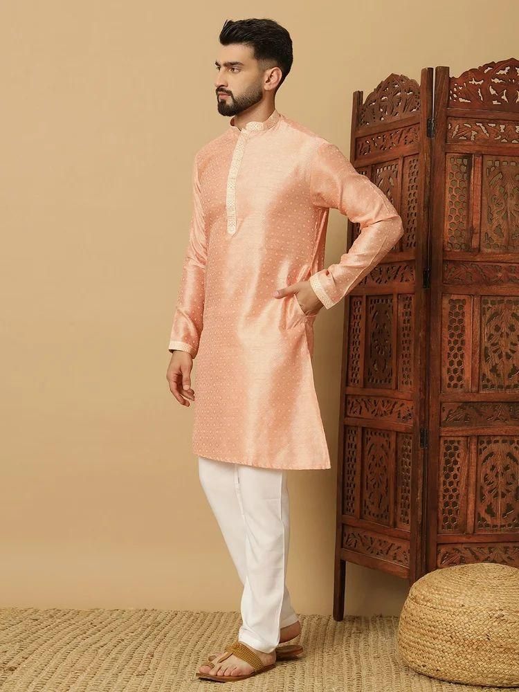 Men's Jacquard Solid Kurta Pyajama Set